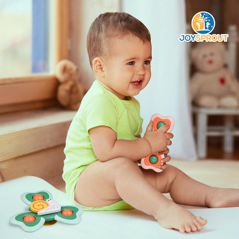 Spinner Toys for Babies, 4pcs Baby Spinners with Suction Cups for Interactive Stimulation and Sensory Development, Window Spinners for Toddlers 1-...